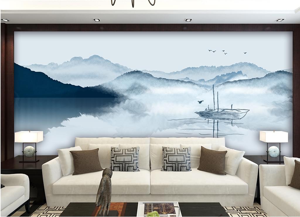 新中式壁画之手绘山水