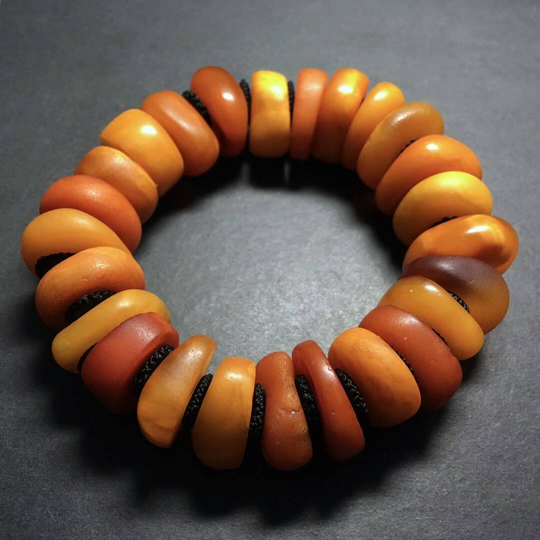 老蜜蜡·饼子手串净重53.