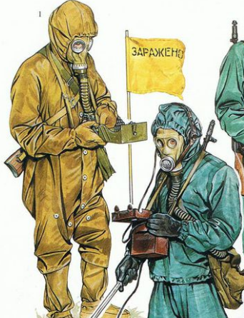 身着防化服的士兵实际上,早在二战期间,德国采用火箭燃料的m163截击机