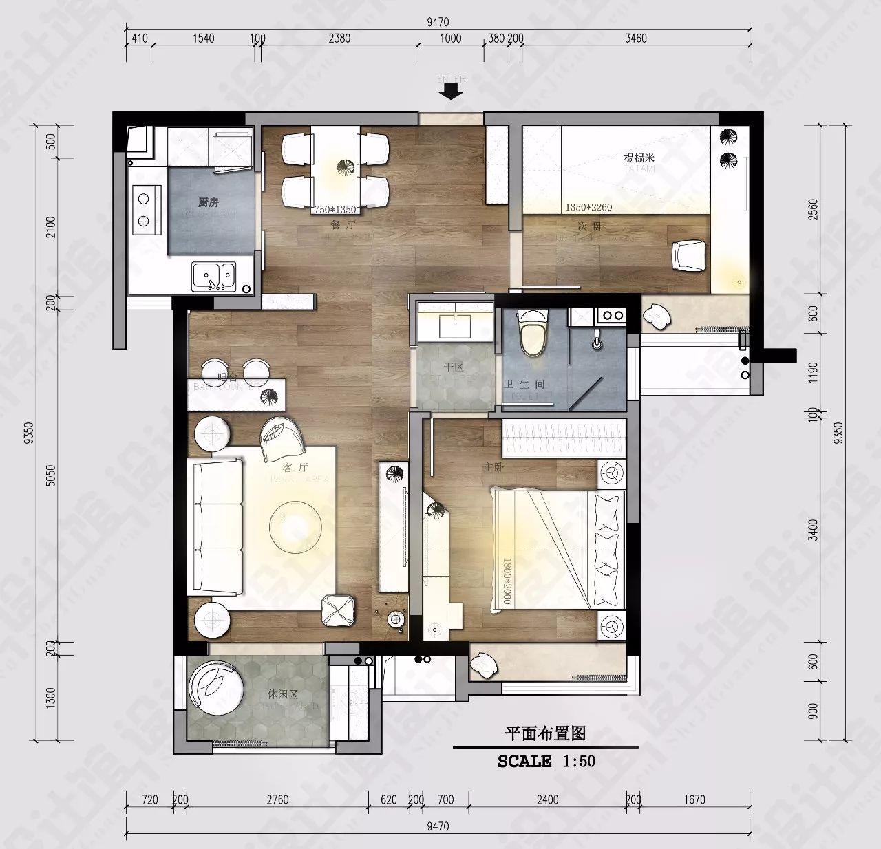 86㎡北欧二房，小年轻的简约婚房！（含详细施工图）