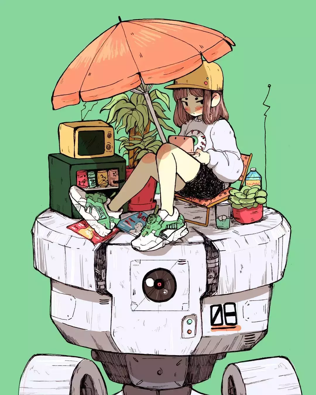 马克笔大神的作品,色彩丰富,俏皮可爱