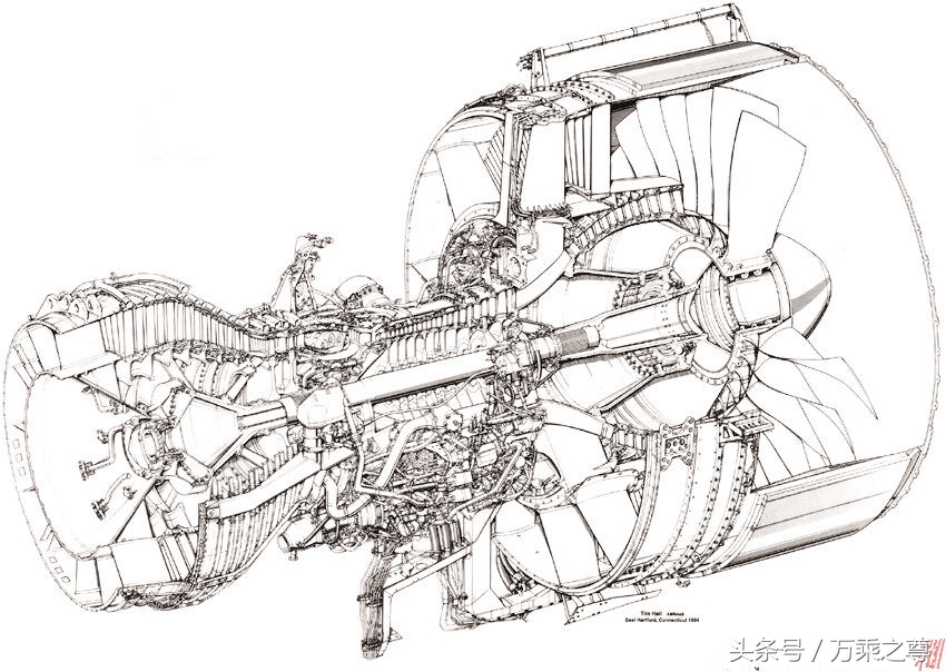 高清民航客机发动机剖面构造图，看着很容易造嘛