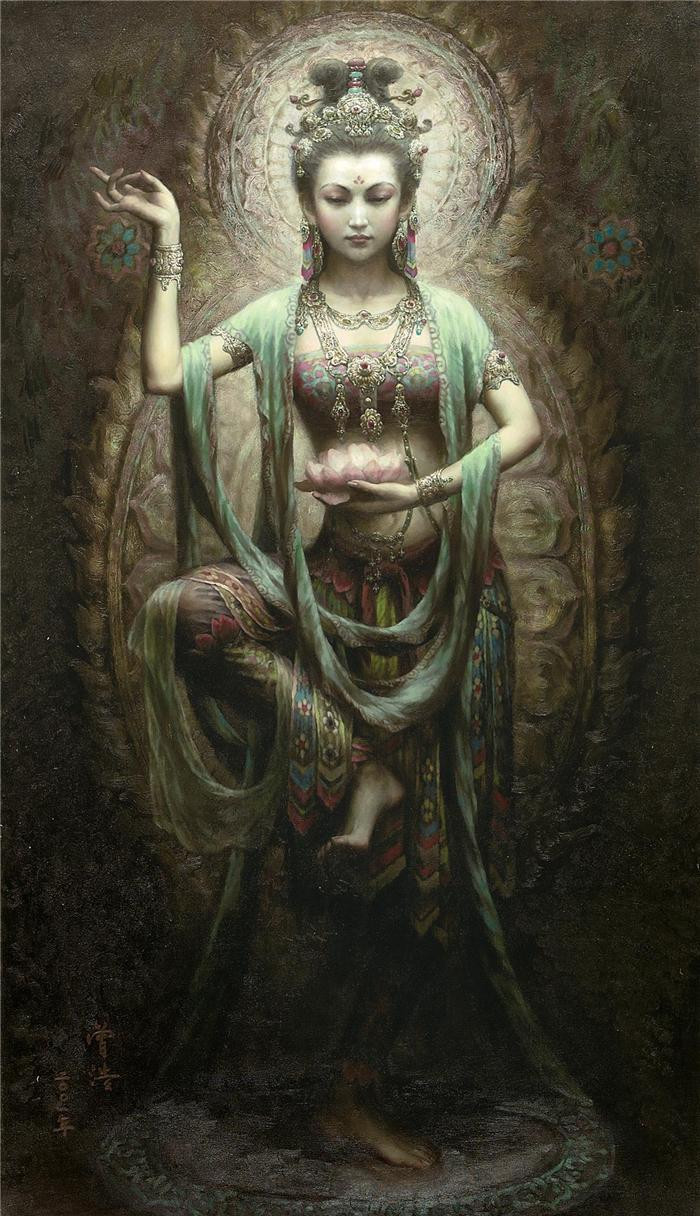 曾浩敦煌系列(中国画家——曾浩的敦煌油画)