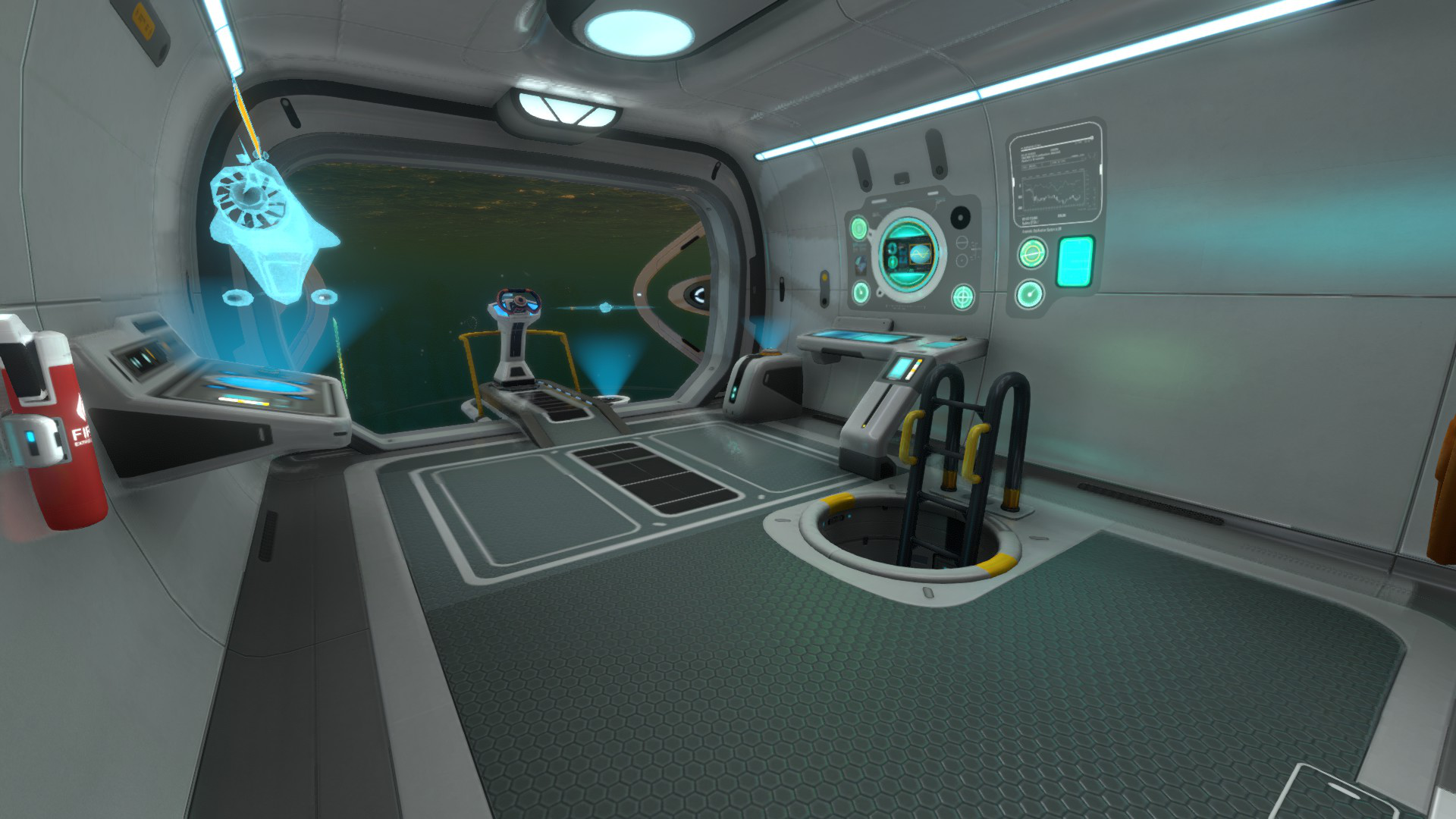 巨人号的驾驶室(图片来源:reactorgame)要驱动这么巨大的一艘潜水艇