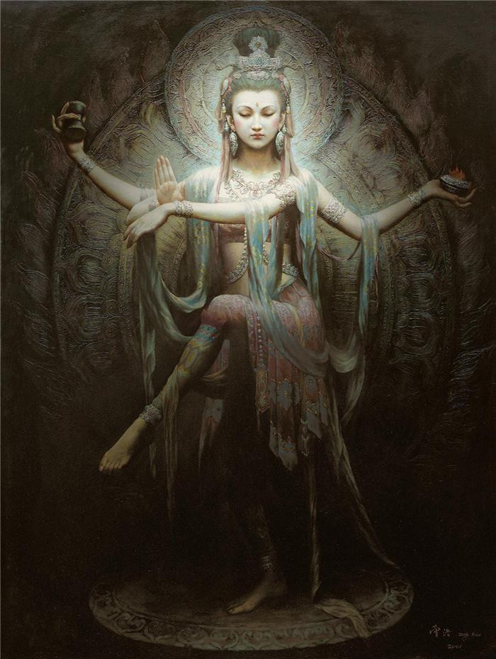 曾浩敦煌系列(中国画家——曾浩的敦煌油画)