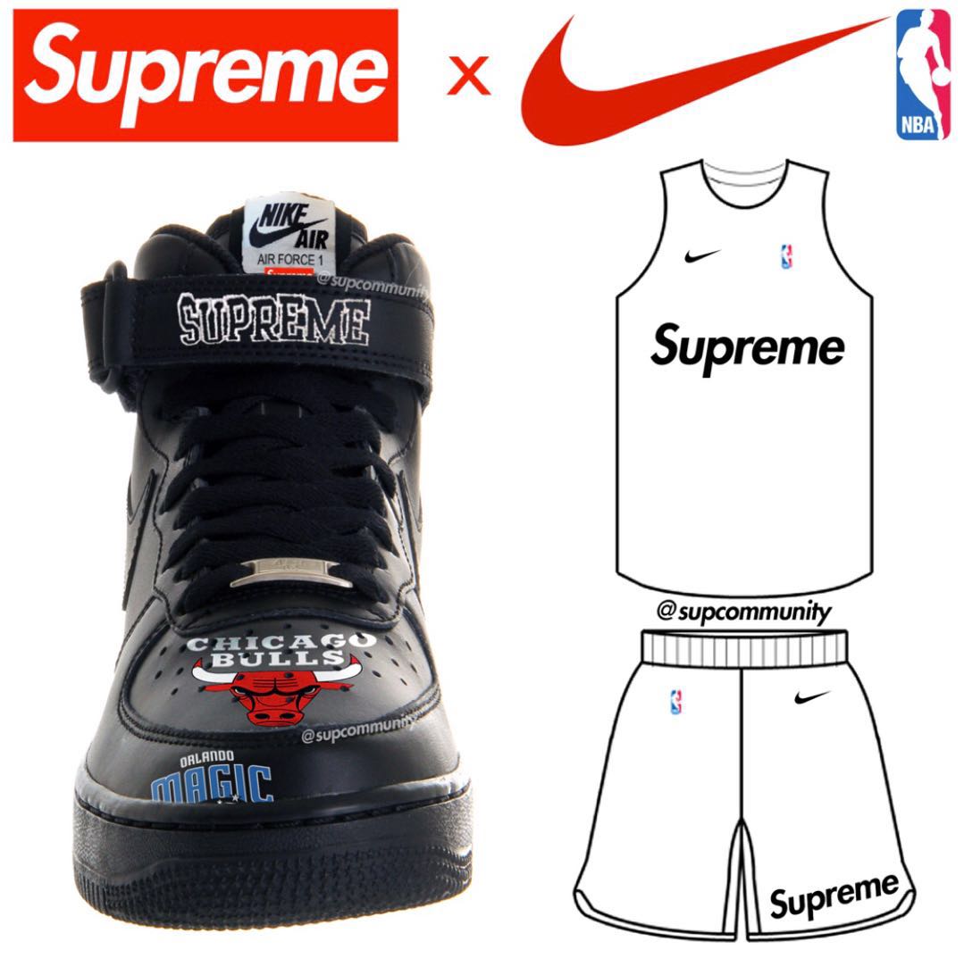 nba和哪些品牌联名(劲爆三方联名！NBA x Supreme x Air Force 1 细节图全曝光？)