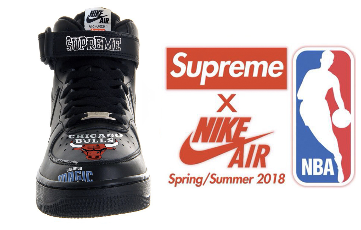 nba和哪些品牌联名(劲爆三方联名！NBA x Supreme x Air Force 1 细节图全曝光？)