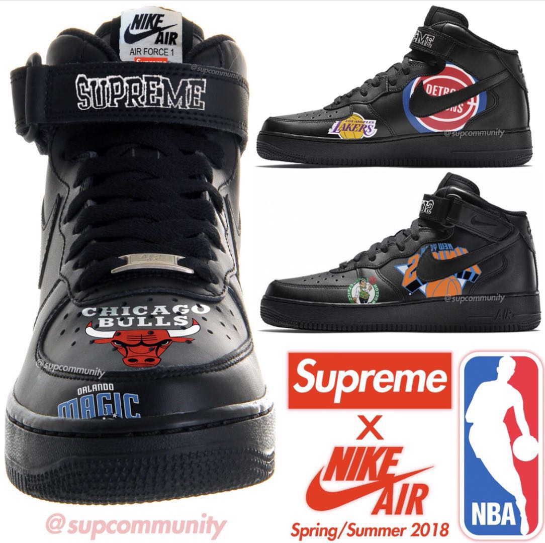 nba和哪些品牌联名(劲爆三方联名！NBA x Supreme x Air Force 1 细节图全曝光？)