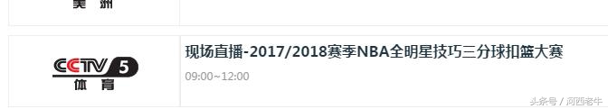 2月18日 星期日 NBA全明星赛单项挑战赛直播指南（CCTV5可观看）