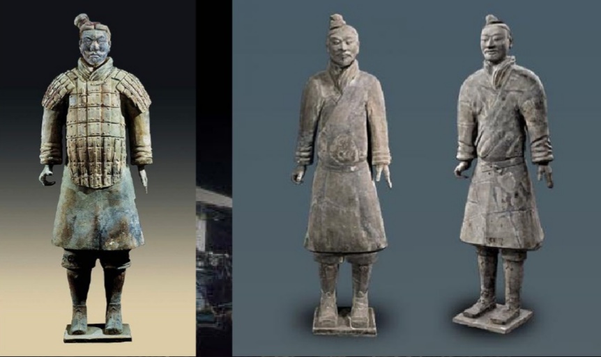 武士俑:也就是普通士兵,所有俑中数量也最多,有分布阵表的战袍武士和