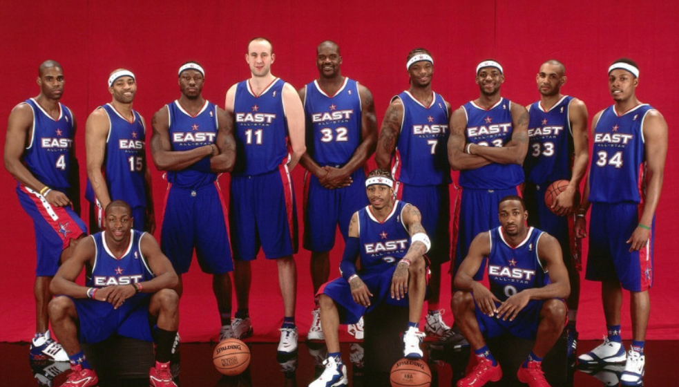 篮球全明星图片大全(流水十四年,2005年至今nba东部全明星合照,詹姆斯