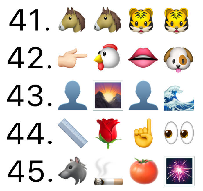 和表情包的发展,还除了一种新形式的emoji表情猜成语这样的猜谜形式