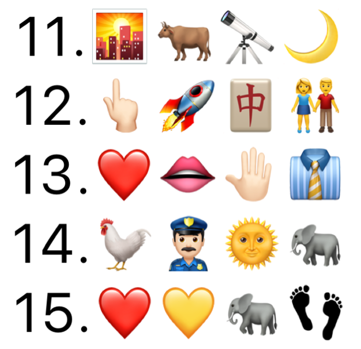 还除了一种新形式的emoji表情猜成语这样的猜谜形式,很适合线上来玩儿