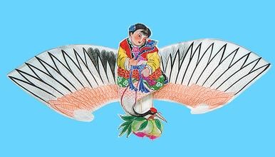 2,软翅风筝:这种软翅风筝有"仙鹤童子",是潍坊传统内容之一,清代乾隆