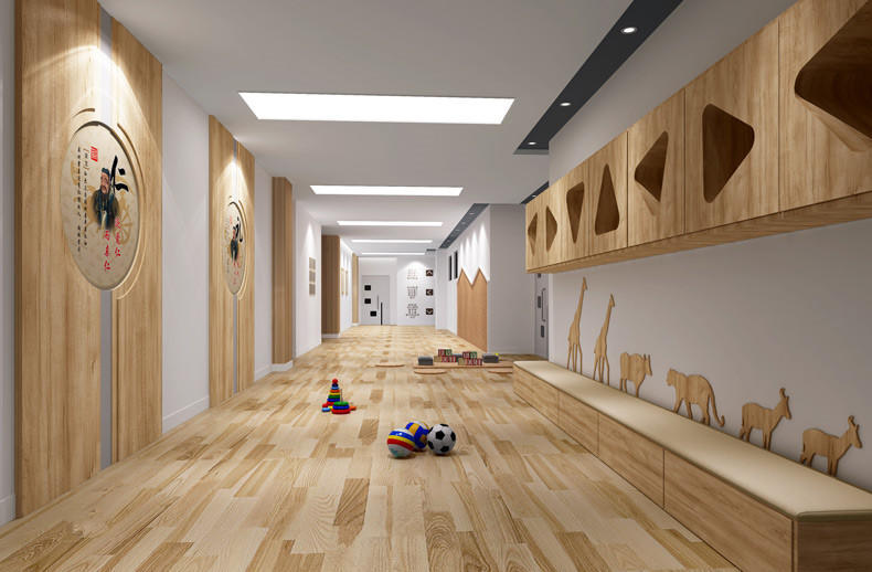 金宝贝装饰:1500平米新中式幼儿园室内装修效果图,案例赏析