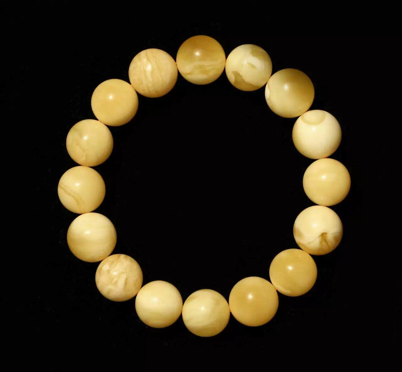 超美白蜜蜡,花白蜜蜡精品手串欣赏(阿拉善眼睛石手串图片) 第6张