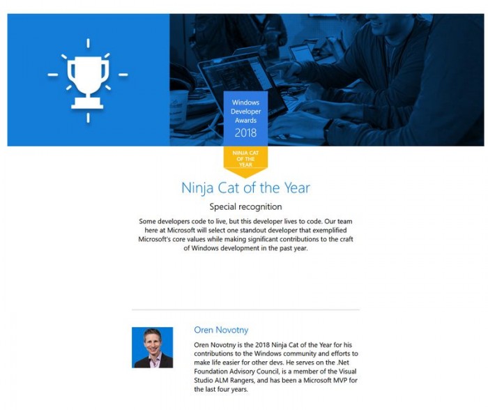 「图」2018年度Windows  Developer  Awards公布