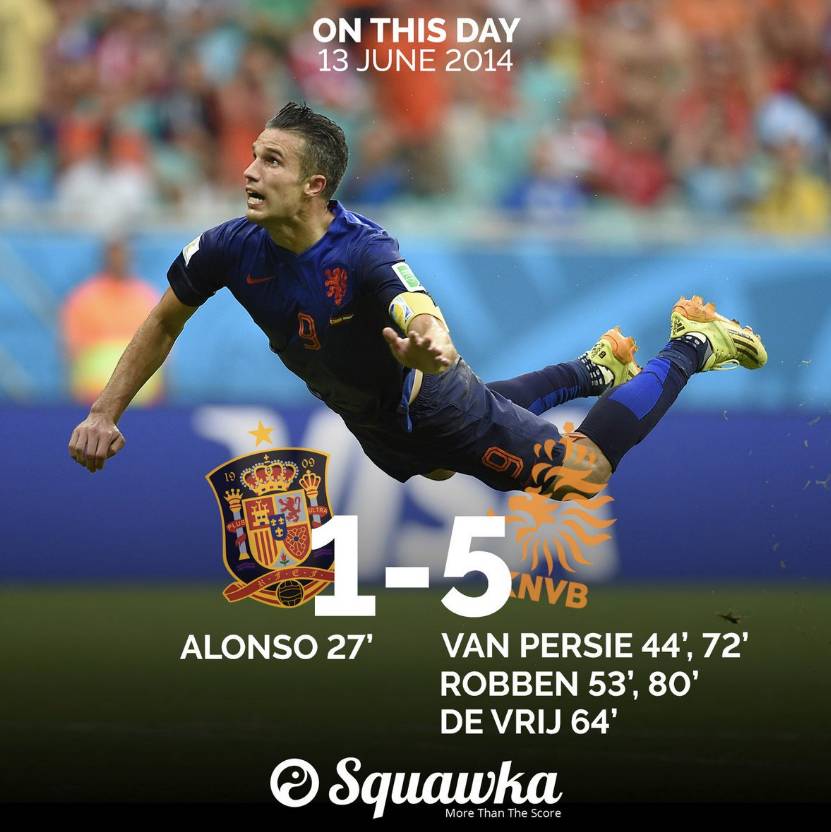 2014年世界杯荷兰范佩西(四年前的今天：范佩西鱼跃冲顶)