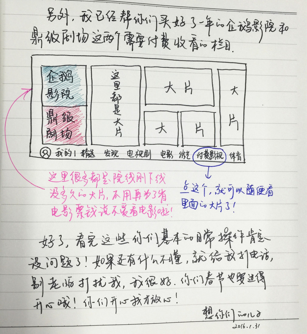 孝顺儿子为年迈父母手绘智能电视软件使用教程