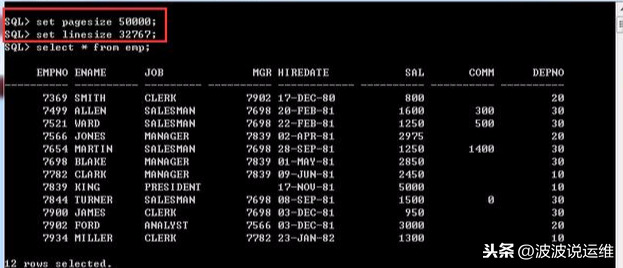 详解sqlplus设定行大小、页大小、字符列格式、数字列格式、清屏