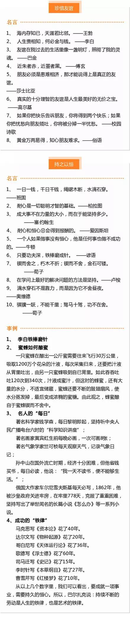 名人名言及事例分类整理，考试没准用得到！（赶快为孩子收藏！）