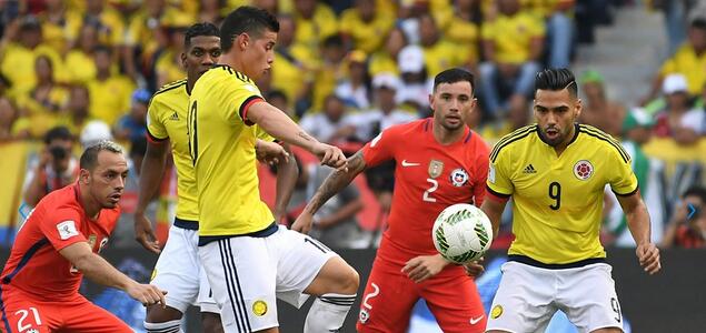 世预赛：比达尔伤退，哥伦比亚0-0智利