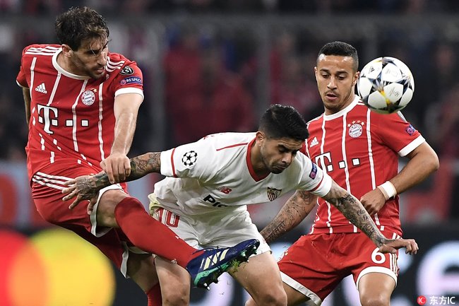 欧冠1/8决赛 拜仁慕尼黑0:0战平塞维利亚 收获一分
