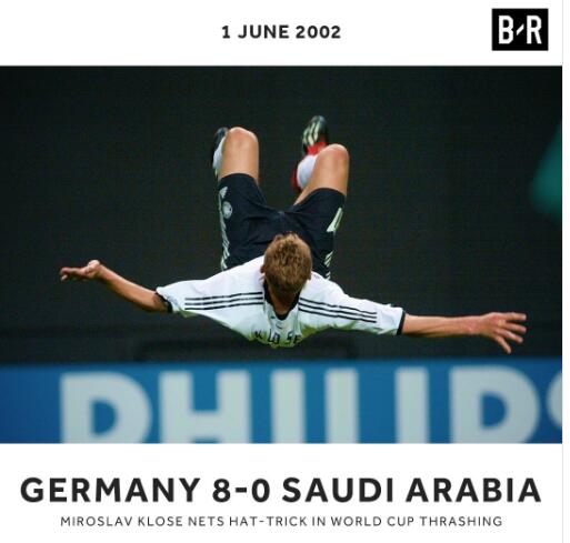 德国韩国世界杯(历史上的今天：德国8-0狂胜沙特，“K神”克洛泽带帽)
