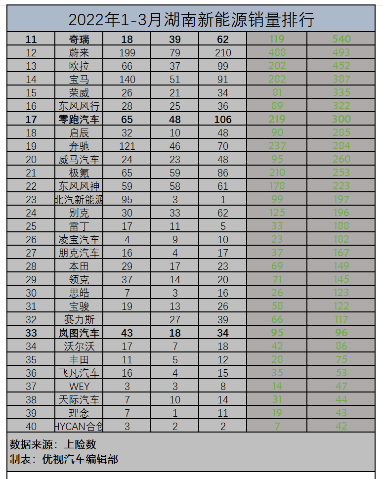 2022一季度新能源汽车销量白皮书：湖南市场谁主沉浮