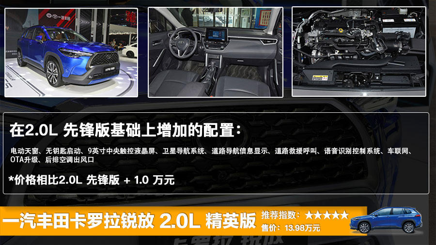 一汽丰田全新SUV卡罗拉锐放上市 售12.98万起，五款车型哪款更值?