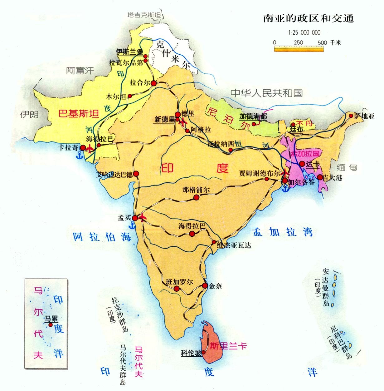 南亚和印度填图图片