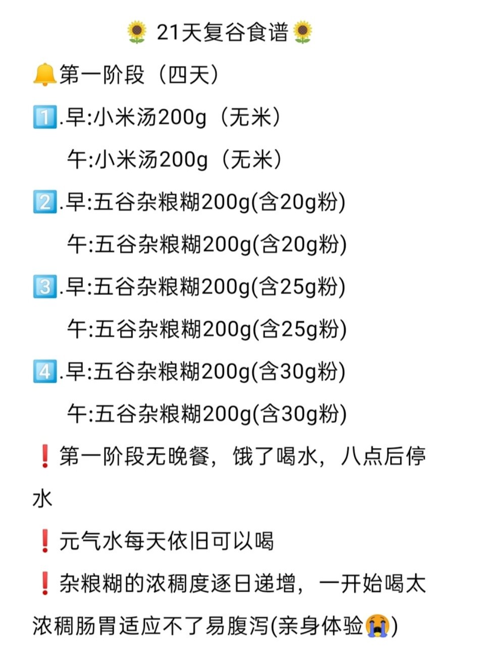 21天辟谷食谱表21天辟谷食谱表推荐