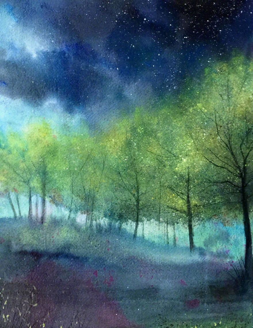 风景水彩插画中风景和景物作品尤为突出.