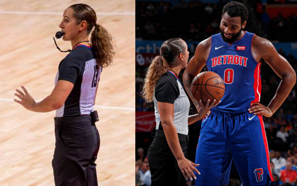 nba球员为什么要女裁判(太养眼！NBA女裁判身材绝了，33岁风韵犹存，对东契奇初恋一笑)