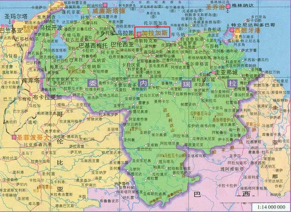 委内瑞拉加拉加斯地图（委内瑞拉首都加拉加斯，被誉为“美洲大陆上得天独厚的首都”）