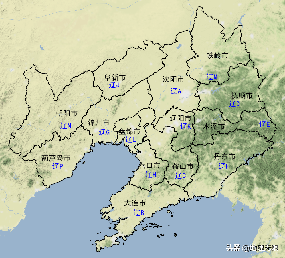 辽E是哪个地区（辽宁省车牌号首字母分布地图）