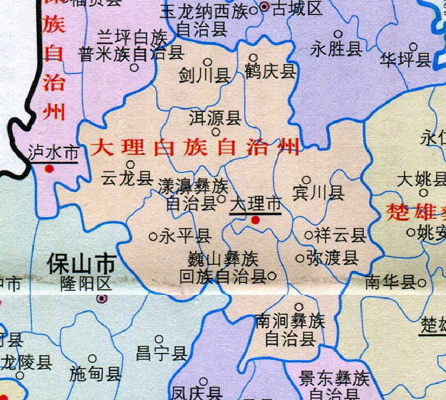 大理州12县市地图图片