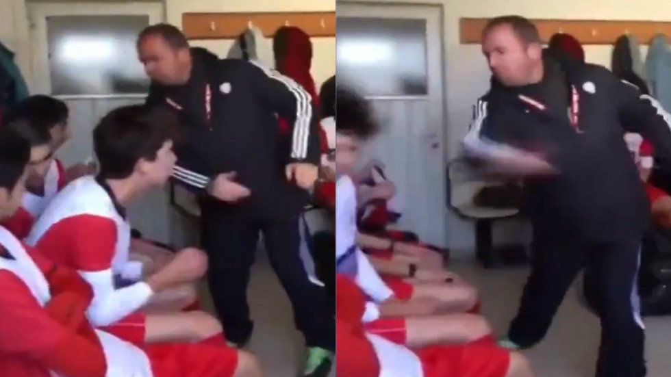 足球教练更衣室打球员耳光视频(土耳其足球教练因比分落后，挨个扇队员耳光教训，被曝光拒不道歉)