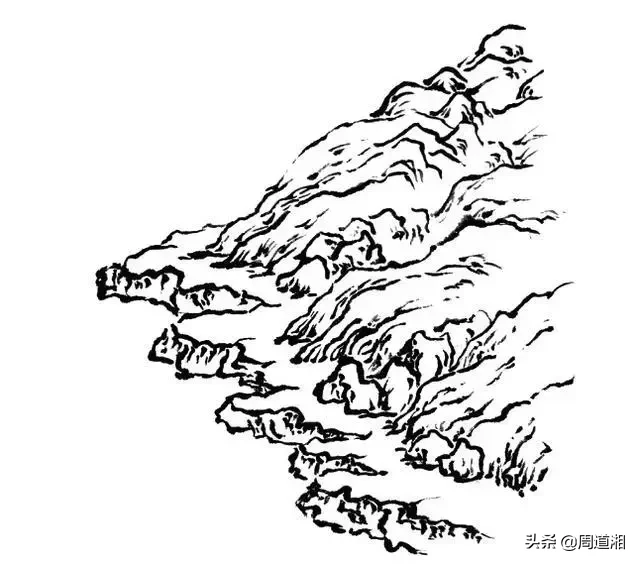 国画教程|山的表现方法、山石墨法及山坡路径、泉水瀑布的画法
