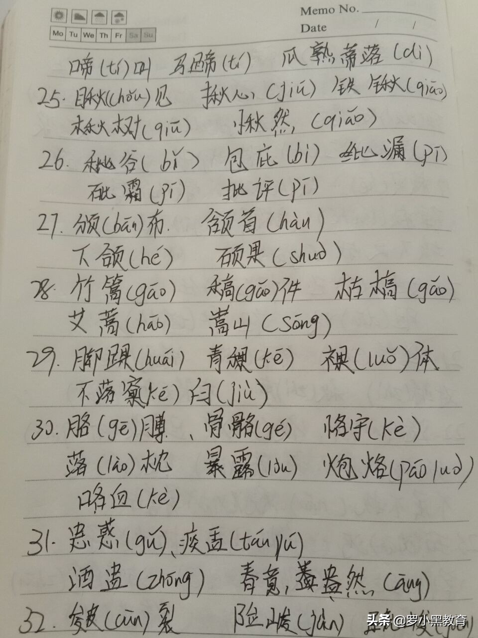 “逢考必错”50组形近字