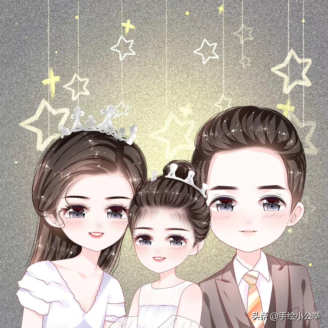 换个头像吧,二个,三个女儿卡通全家福头像,经典让人百看不厌