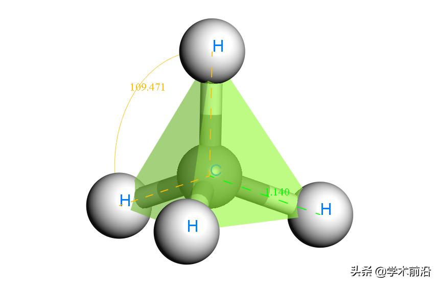 四个键的键长相同键角相等,因此甲烷分子的结构为正四面体结构