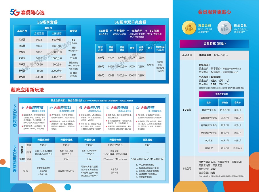 中国移动套餐价格表(三大运营商5G套餐详情出炉：资费128元起，最高869元)
