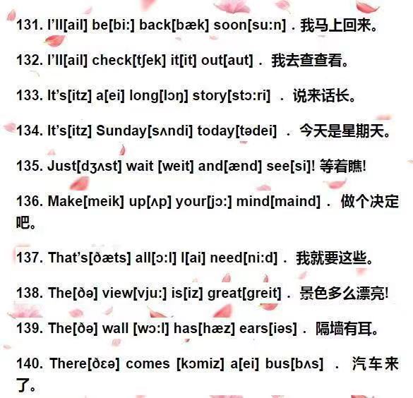 小学生会说英语，就必须牢记的单词句子（带音标版）