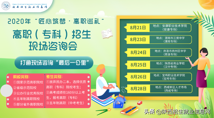 陕西省高职（专科）招生现场咨询会时间安排（6地市专场举办）