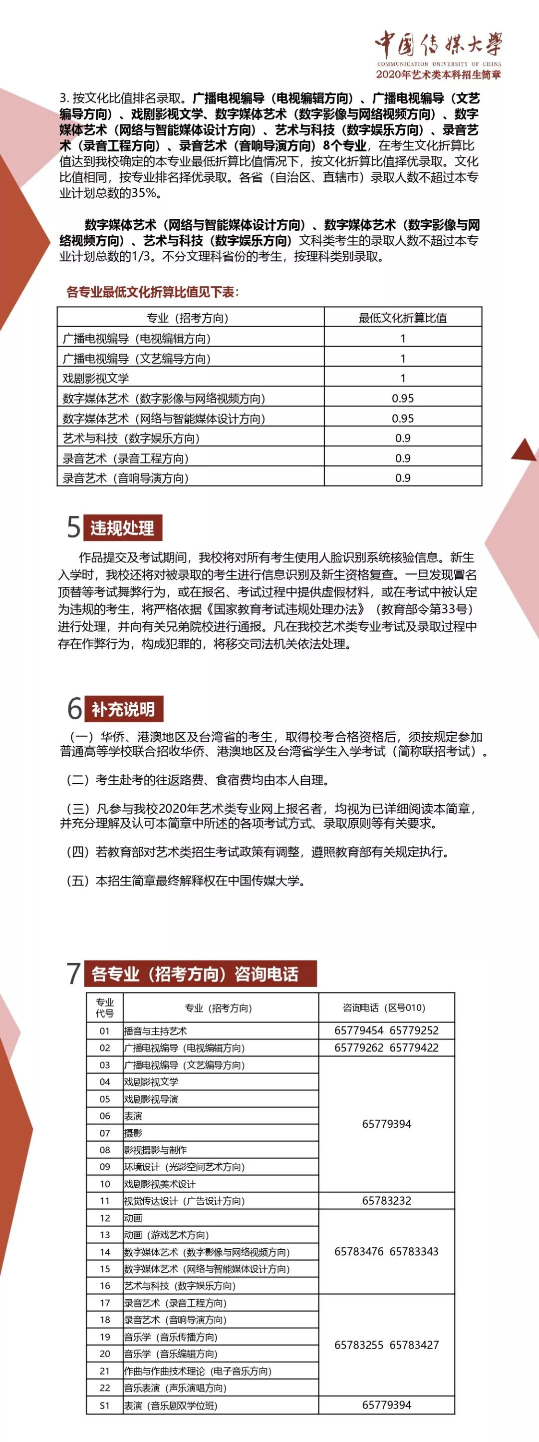 重磅发布！中国传媒大学2020年艺术类本科招生简章