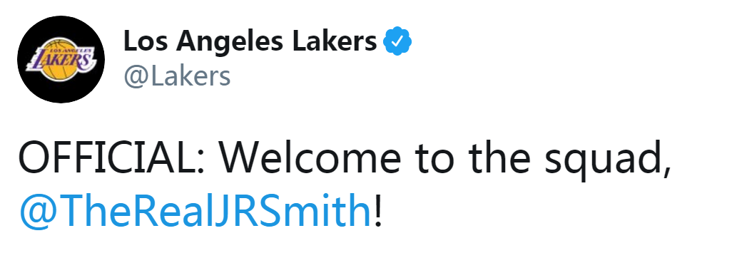 jr史密斯湖人队(官宣！JR-史密斯正式签约湖人改穿21号，詹姆斯：就像从未离开过)