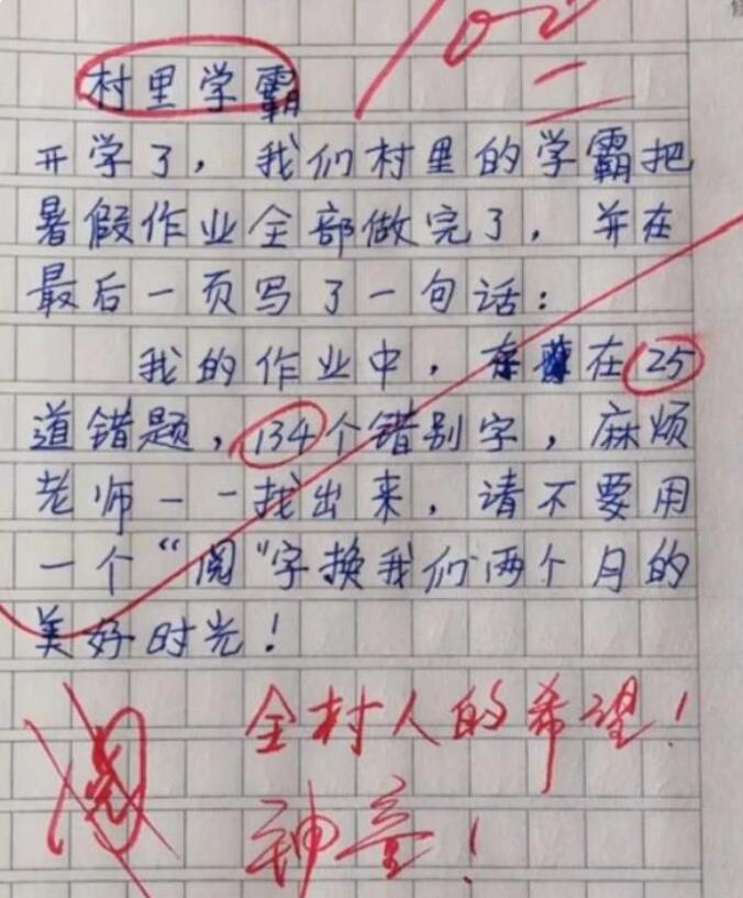 小学生作文《班主任》火了，金句频出惹笑网友：能拿脱口秀冠军