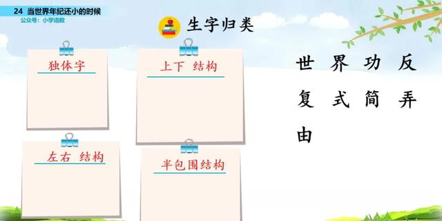 语文二年级下24课《当世界年纪还小的时候》图文解读+知识点+测试
