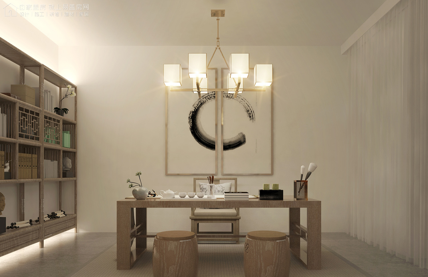 太惊艳，古风古韵，北京中关村新中式茶室室内设计和室内装修